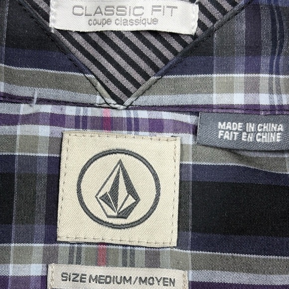 Volcom Men's Classic Fit Weirdoh Plaid II Long Sleeve Button Up Shirt | Size M - Picture 8 of 12